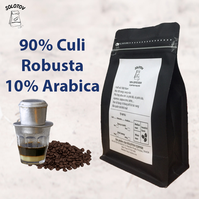 [CÀ PHÊ HẠT RANG MỘC] 100g Cà phê hạt Culi Robusta Arabica rang mộc pha phin pha máy - SoloTov Coffee (Trộn theo tỷ lệ)