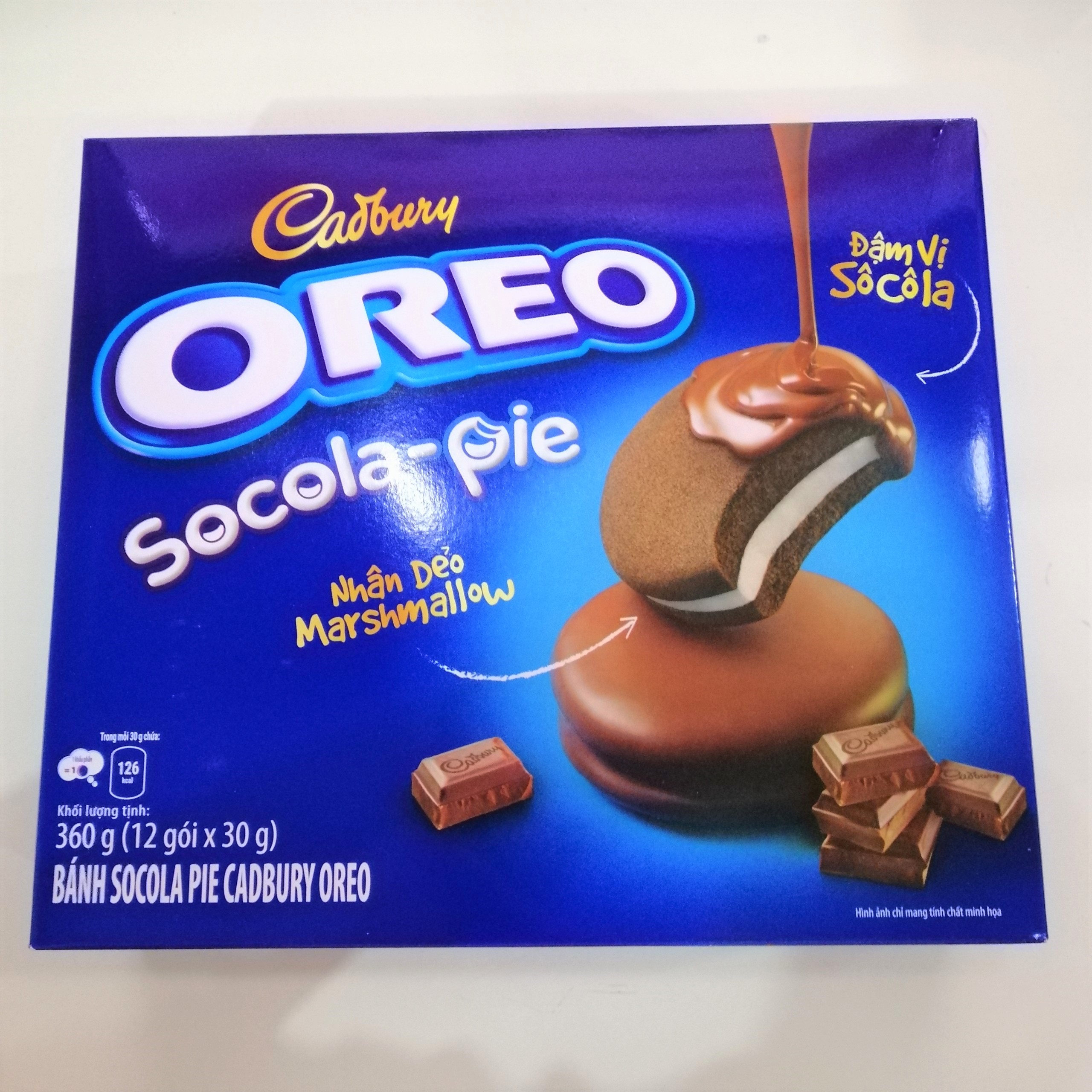 Bánh Sôcôla Nhân Dẻo Marshmallow Cadbury Oreo Socola-pie Chocolate (Hộp 336g)