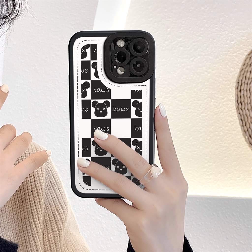Ốp Lưng IP Canh Vuông Bảo Vệ Camera In Hình [Bear]_Siêu Hot