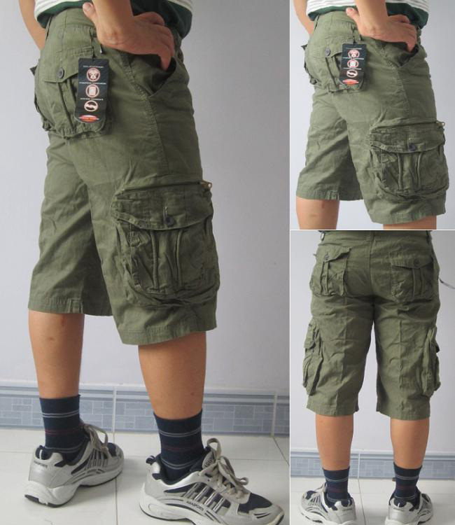 [FreeShip]Kaki Khaki Men's Shorts with many pockets in Khaki Cami (Free Premium Shorts)