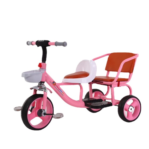 (Bản nâng cấp)Xe đạp xích lô 3 bánh 2 ghế ngồi bọc da cao cấp cho bé