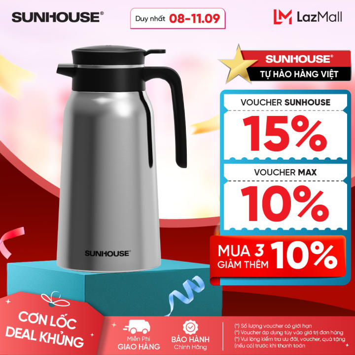 Ấm giữ nhiệt gia đình 2.0L inox 304…