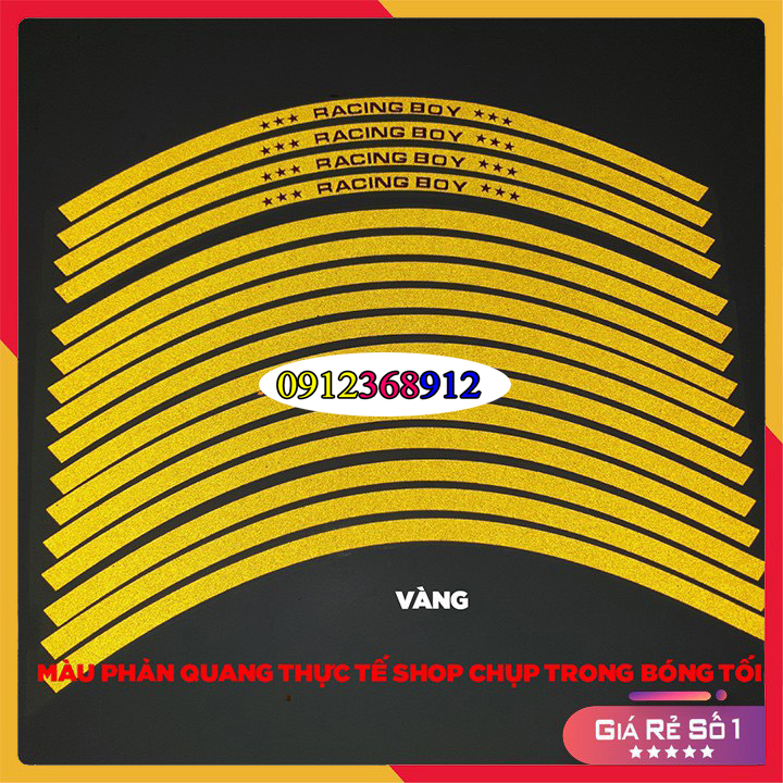 TEM CHỈ RCB PHẢN QUANG 3m DÁN VÀNH (MÂM) XE MÁY ( 1 BỘ ĐỦ DÁN 2 BÁNH)