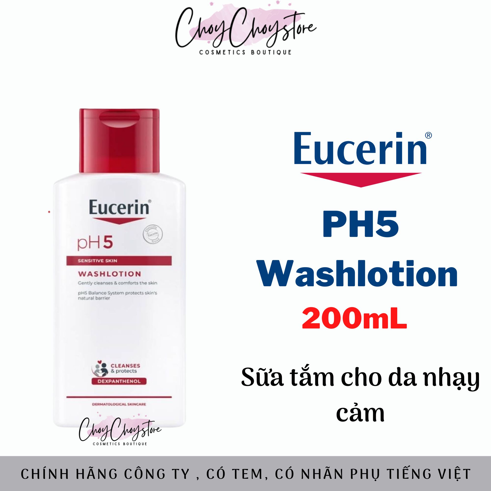 Sữa Tắm Eucerin pH5 Washlotion 200mL Cho Da Nhạy Cảm (Chính hãng)
