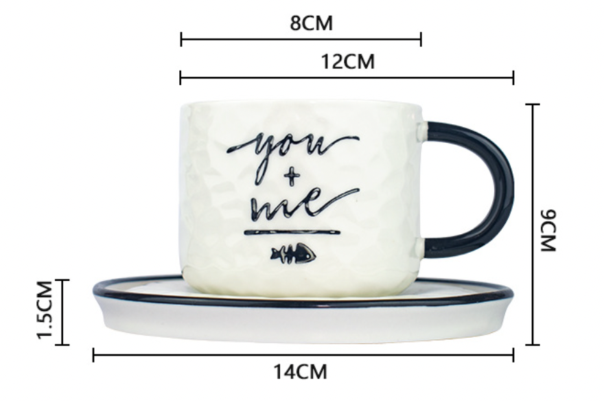 Bộ cốc/ly đĩa sứ hình mèo tam thể