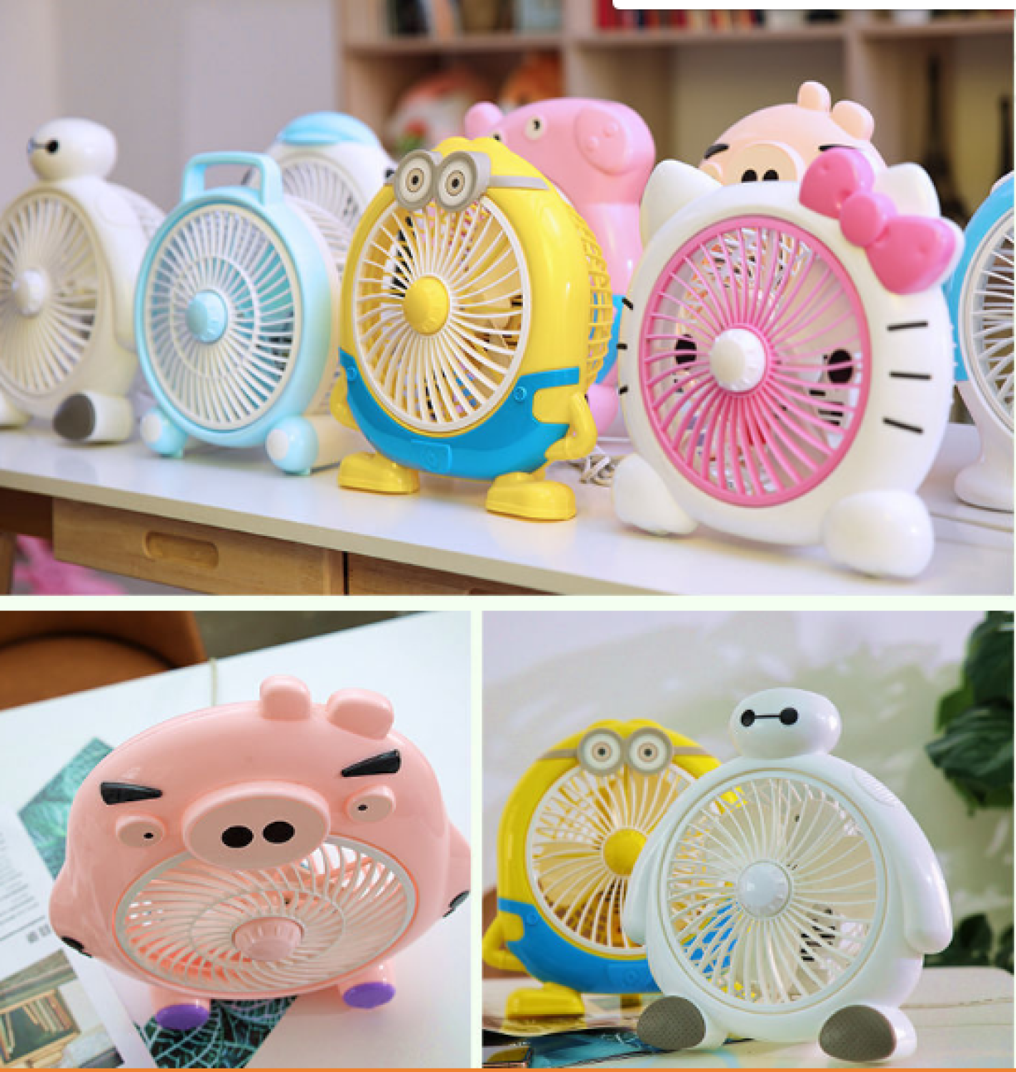 Quạt điện mini hình thú để bàn hinh thú - quạt điện để bàn cao cấp bighero - quat dien - quạt bàn hình thú - quat dien hinh thu - quạt baymax 180mm nguồn 220v