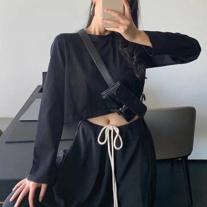 Áo Croptop Dài Tay Phong Cách Hàn Quốc