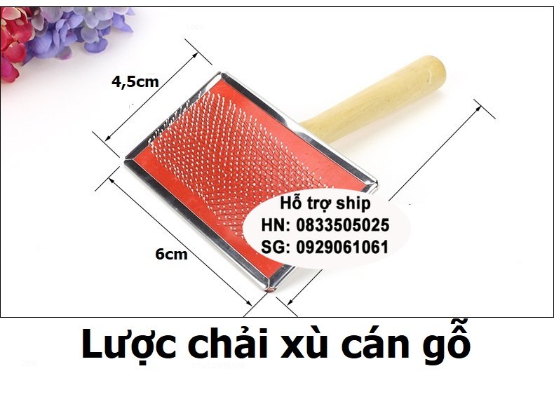 Doremiu- Lược chải lông chó mèo loại chải xù cán gỗ gỡ rối cho thú cưng