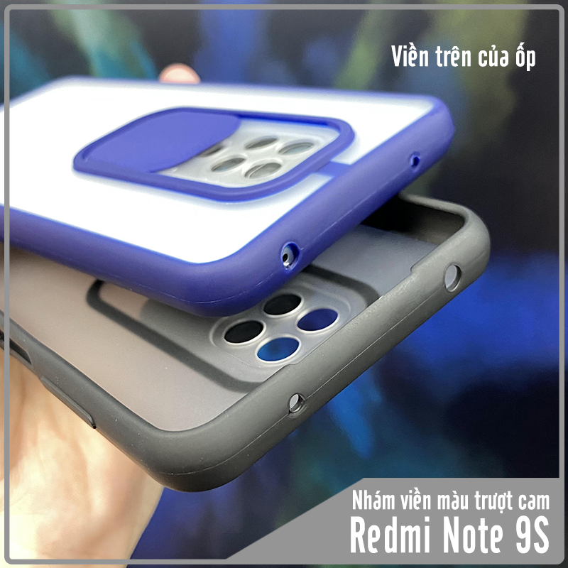 Ốp lưng cho Xiaomi Redmi Note 9S - Note 9 Pro nhám viền màu trượt camera