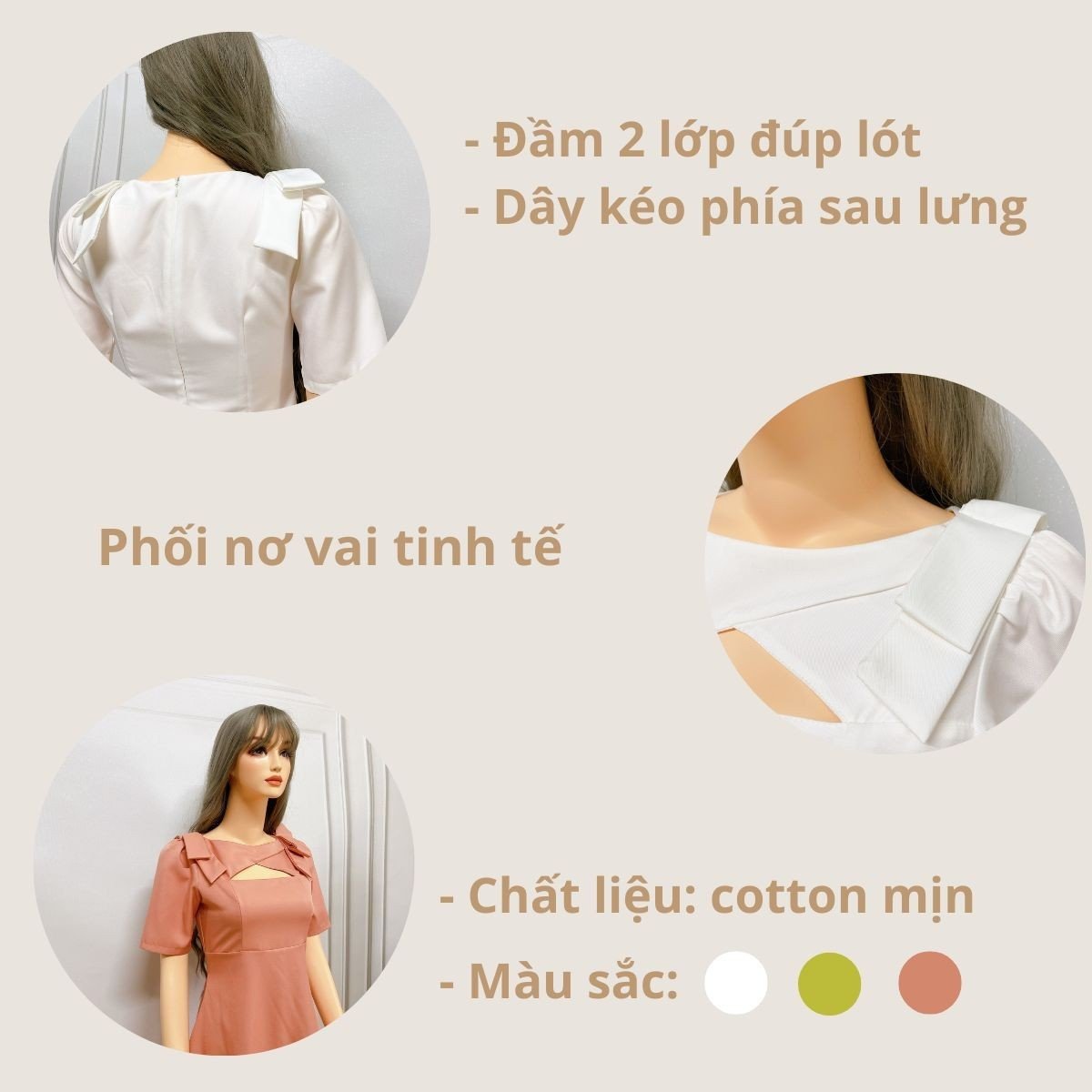 Đầm Xòe Dự Tiệc Phối Nơ Vai A8265