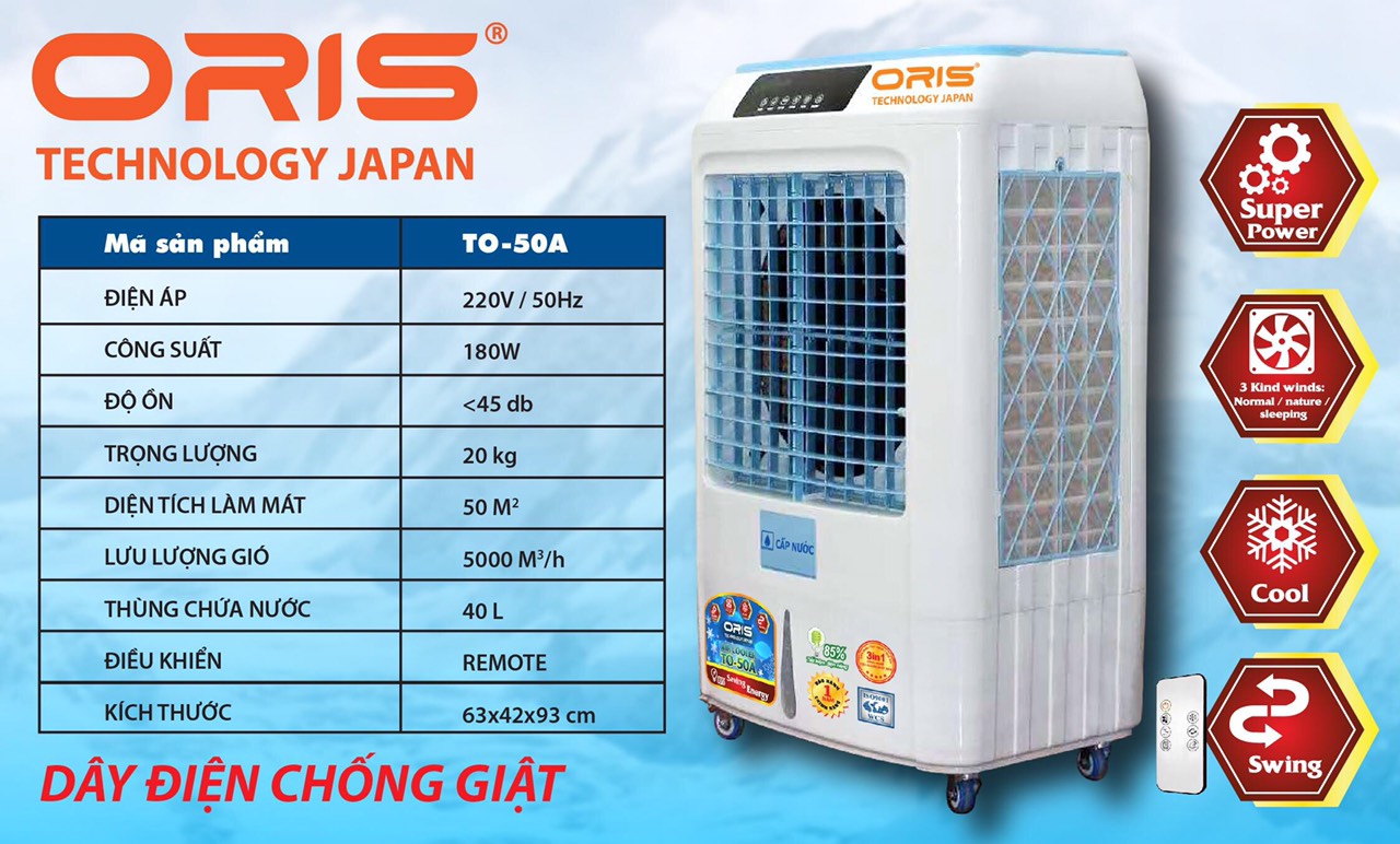 [HCM][Trả góp 0%]Máy làm mát không khí ORIS TO-50A