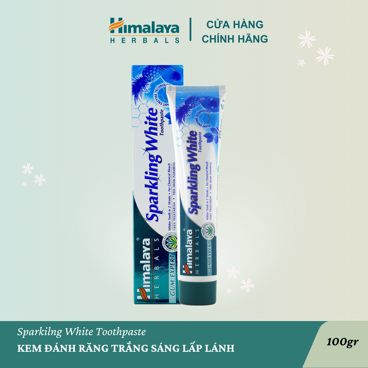 Kem đánh răng thảo mộc giúp làm trắng răng Himalaya Sparkling White Toothpaste 100g