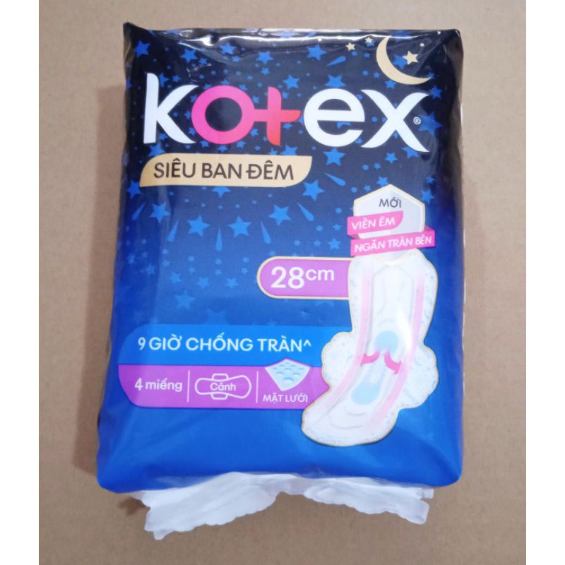 BĂNG VỆ SINH KOTEX SIÊU BAN ĐÊM 28CM 4 MIẾNG