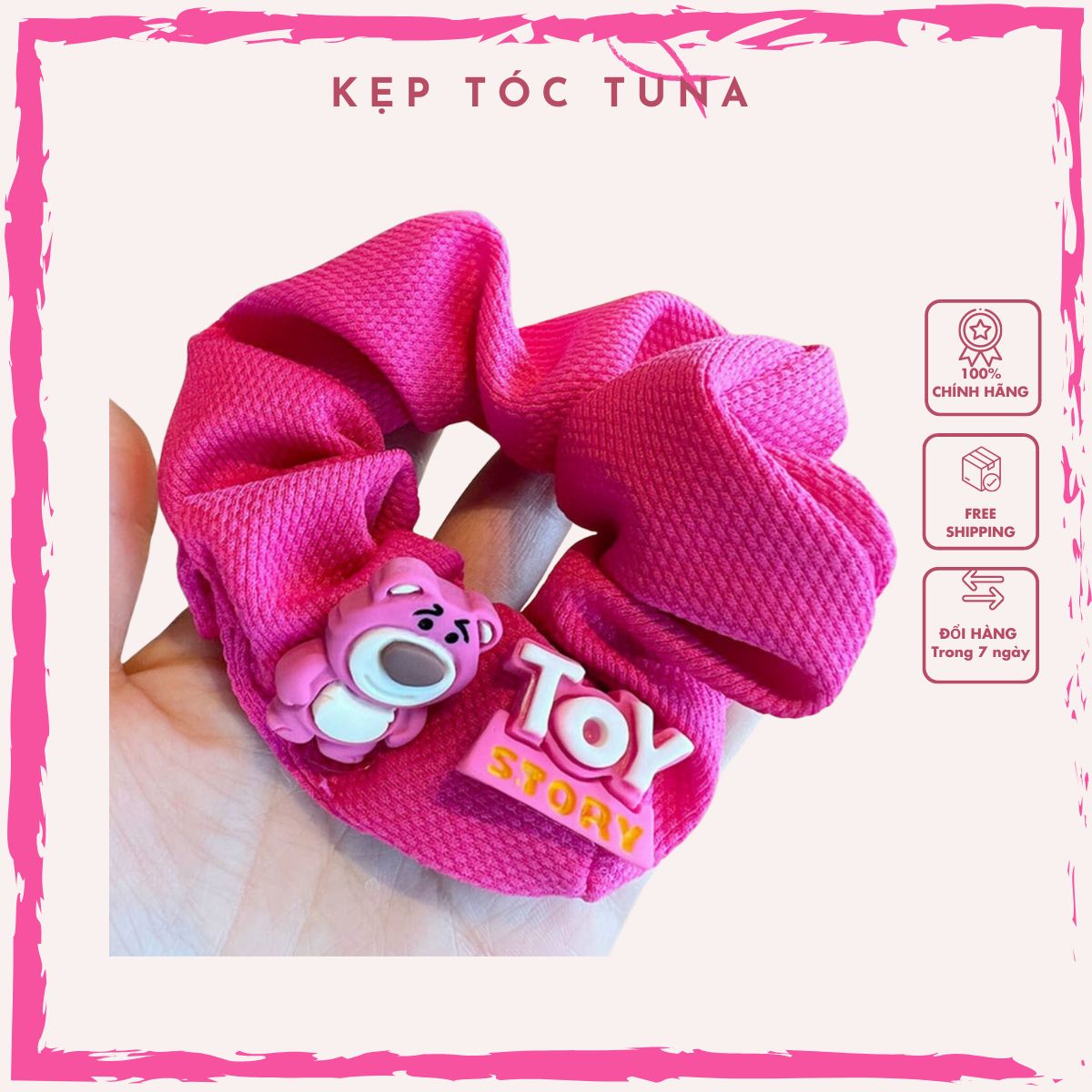 Cột tóc gấu dâu losto cute dây buộc tóc vải srunchies gấu hồng hàn quốc kẹp tóc tuna 1 sợi