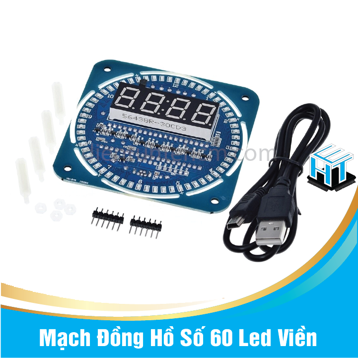 Mạch Đồng Hồ Số 60 Led Viền 89S52 DS1302