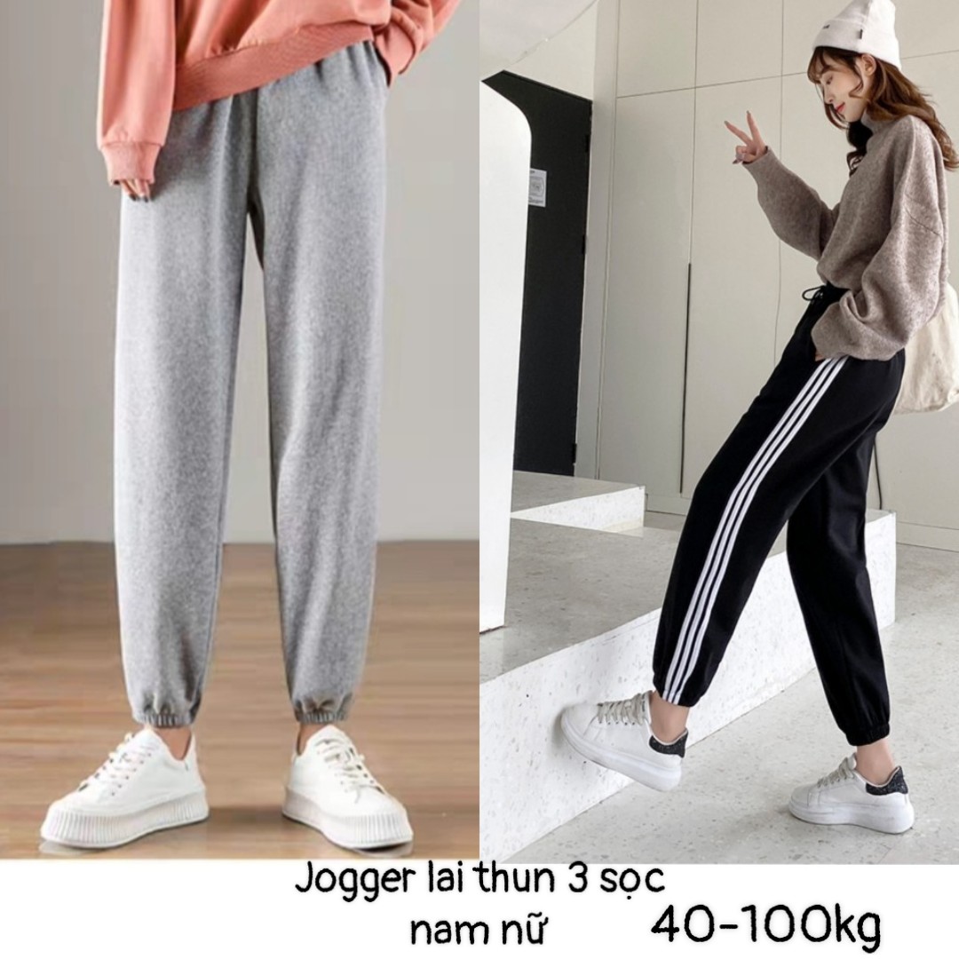 Bigsize 40-100kg Quần nam nữ lai thun thời trang thu đông (sọc-không sọc) - Jogger bigsize