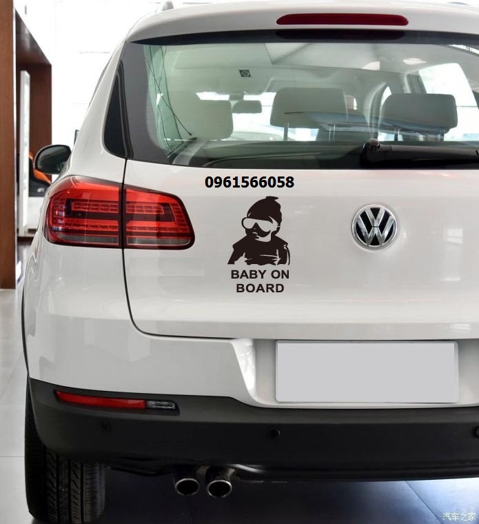 Tem Decal Trang Tri Xe Baby On Board [Màu Đen]