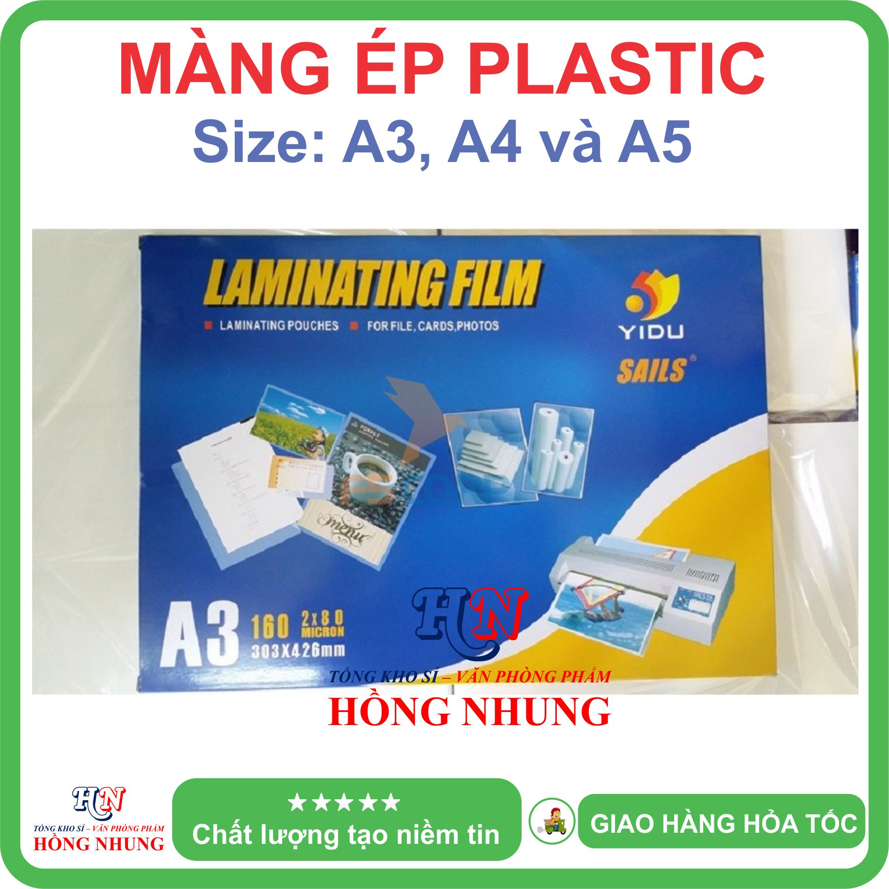 Màng ép plastic a3, a4, a5 yidu 2x80 mic , xấp 100 cái, giúp lưu trữ, bảo vệ hình ảnh, giấy tờ của bạn không bị hư hỏng.