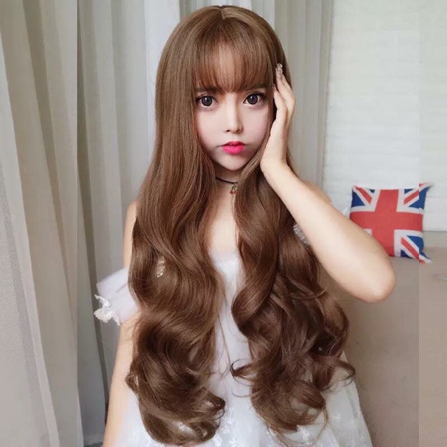 Tóc giả nguyên đầu xoăn dợn sóng 50cm