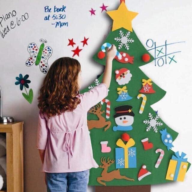 Cây thông trang trí noel dán tường vải da