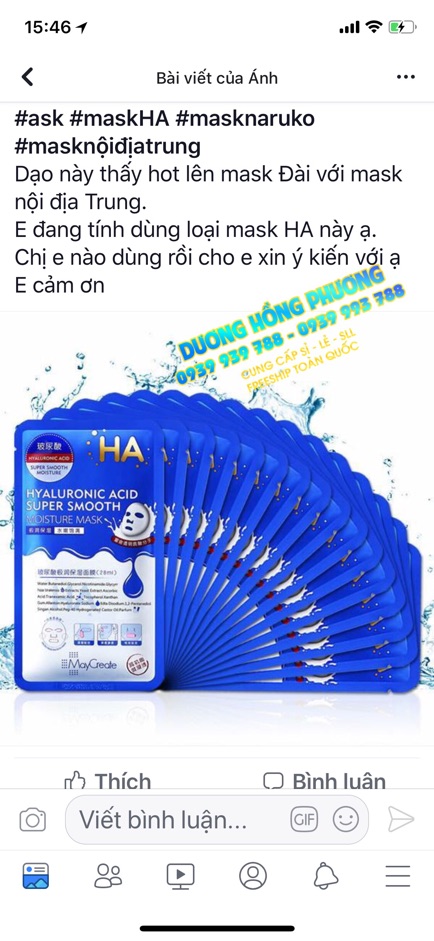 [BÁN LẺ GIÁ SỈ] HỘP 20 MIẾNG MẶT NẠ HA CẤP NƯỚC MAYCREATE- SỈ HA TÍM XANH