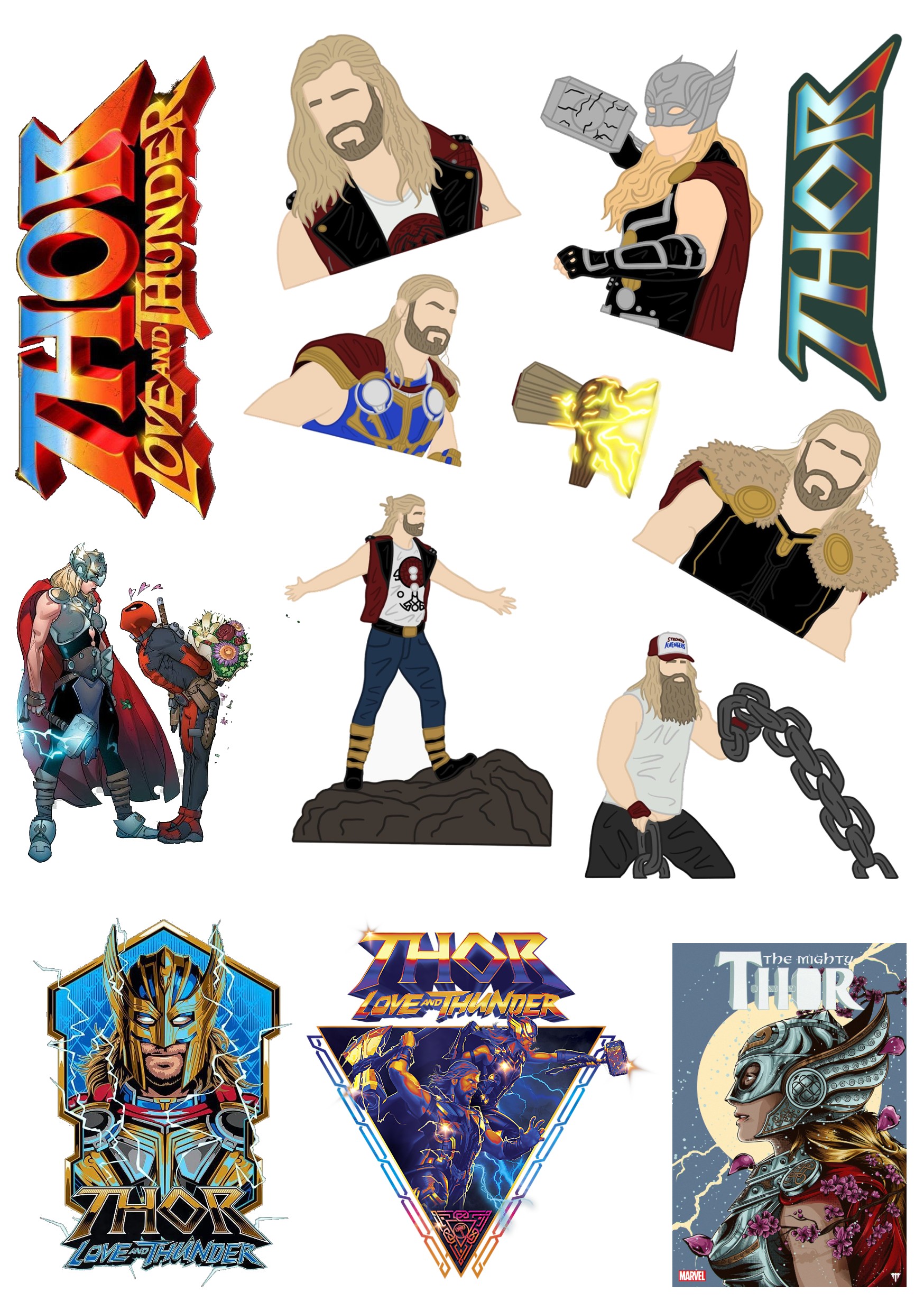Nhãn dán Sticker Cute Marvel Thor and Loki - Thor Love and Thunder Trang Trí