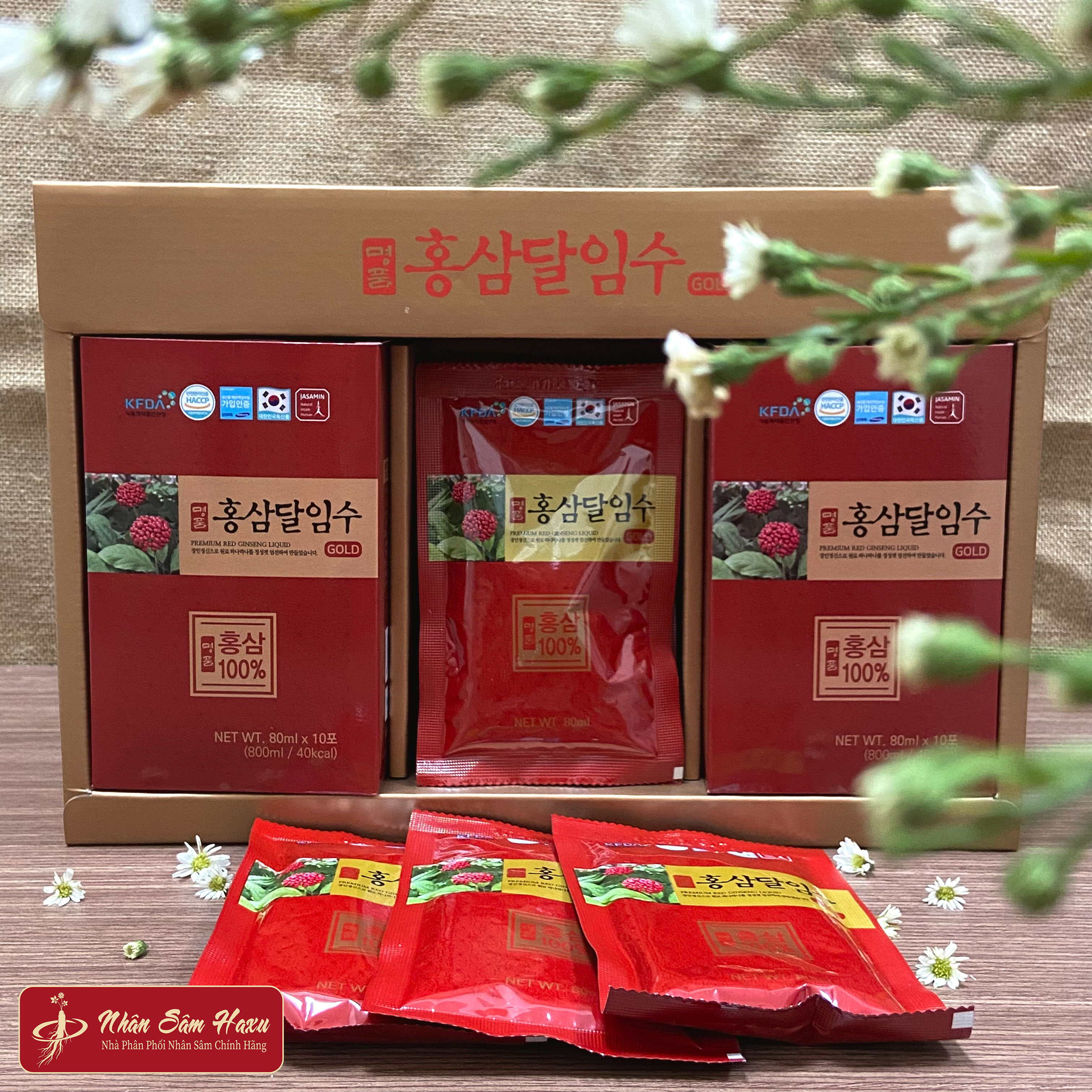 Nước Tinh Chất Quả Nhân Sâm 100% Jasamin Hàn Quốc (80ml x 30 gói x hộp)