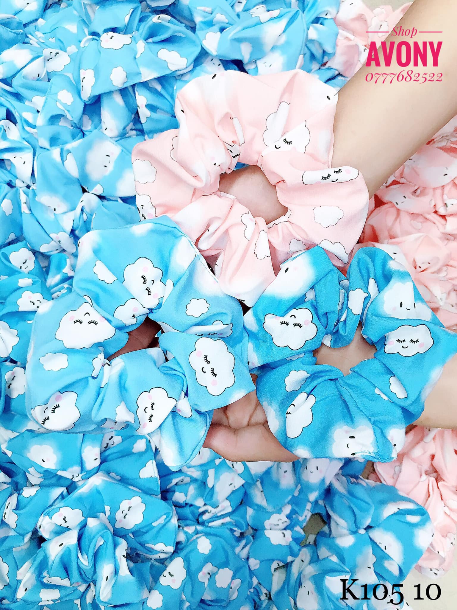 [HCM]Cột tóc vải scrunchies hoạ tiết mây