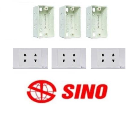 [HCM]3 BỘ - Ổ CẮM SINO ÂM TƯỜNG - (2 Ổ CẮM sino + ĐẾ ÂM sino )
