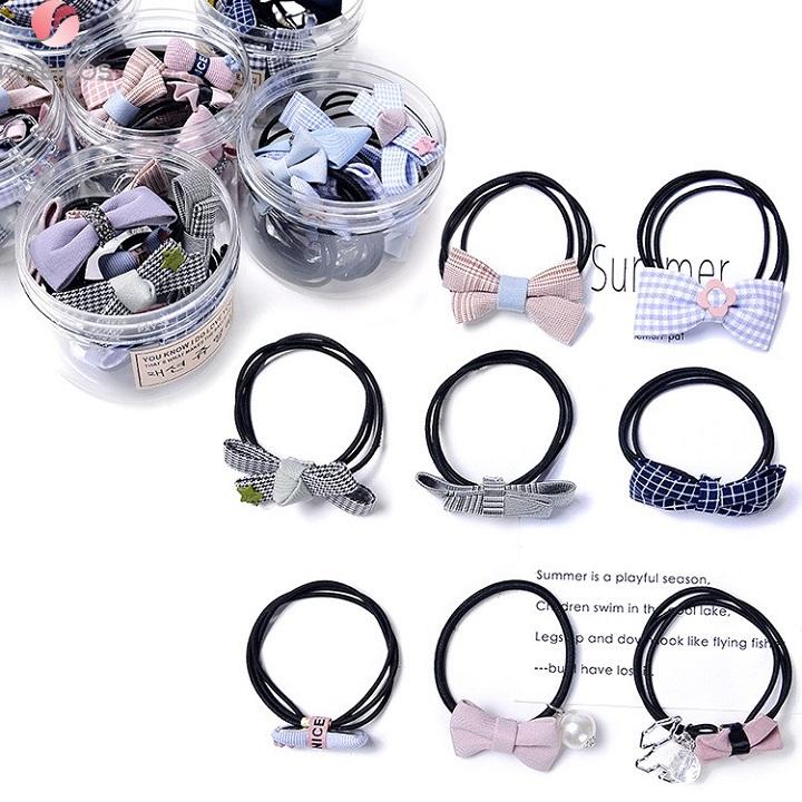 Set 9 Dây Cột Tóc Cao Cấp Chiếc Nơ Dễ Thương Phong Cách Hàn Quốc