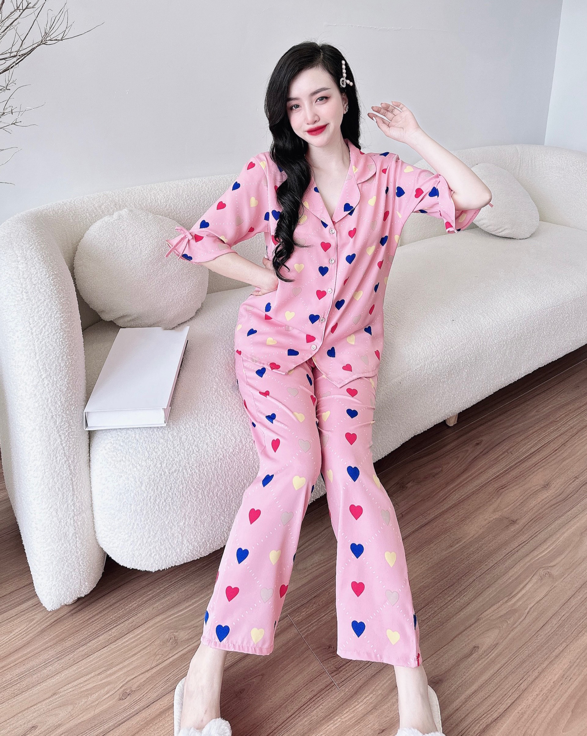 Đồ bộ lụa mango mềm mát tay lửng quần dài mặc nhà sang trọng