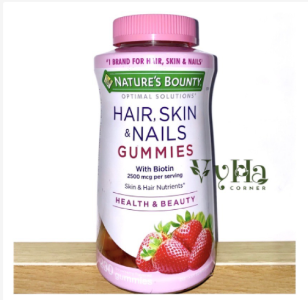 (Bill US) Kẹo Dẻo Nature’s Bounty Hair, Skin & Nails Gummies 230v (Vị Dâu)