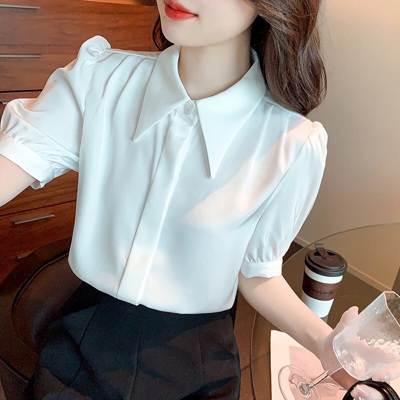 ÁO SƠ MI NỮ CÔNG SỞ KIỂU TAY PHỒNG PHỐI CỔ NHỌN PHONG CÁCH HÀN QUỐC CỰC HOT