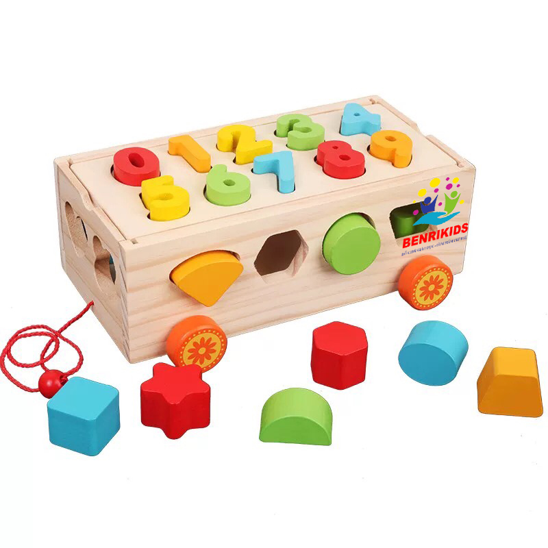 Drop car with wooden patchwork game card help children to tell the color and size