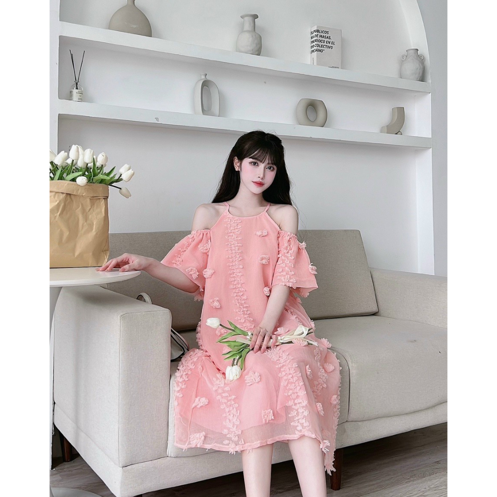 váy bầu đẹp, đầm bầu von nhẹ 2 lớp mềm nhẹ