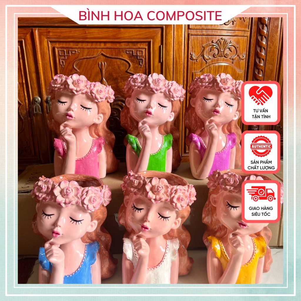 Tượng búp bê trang trí dễ thương, decor lọ hoa, bình hoa siêu đẹp