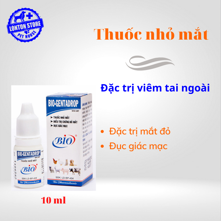 BIO Bio Gentadrop, dung dịch nhỏ mắt cho chó mèo - Lonton store