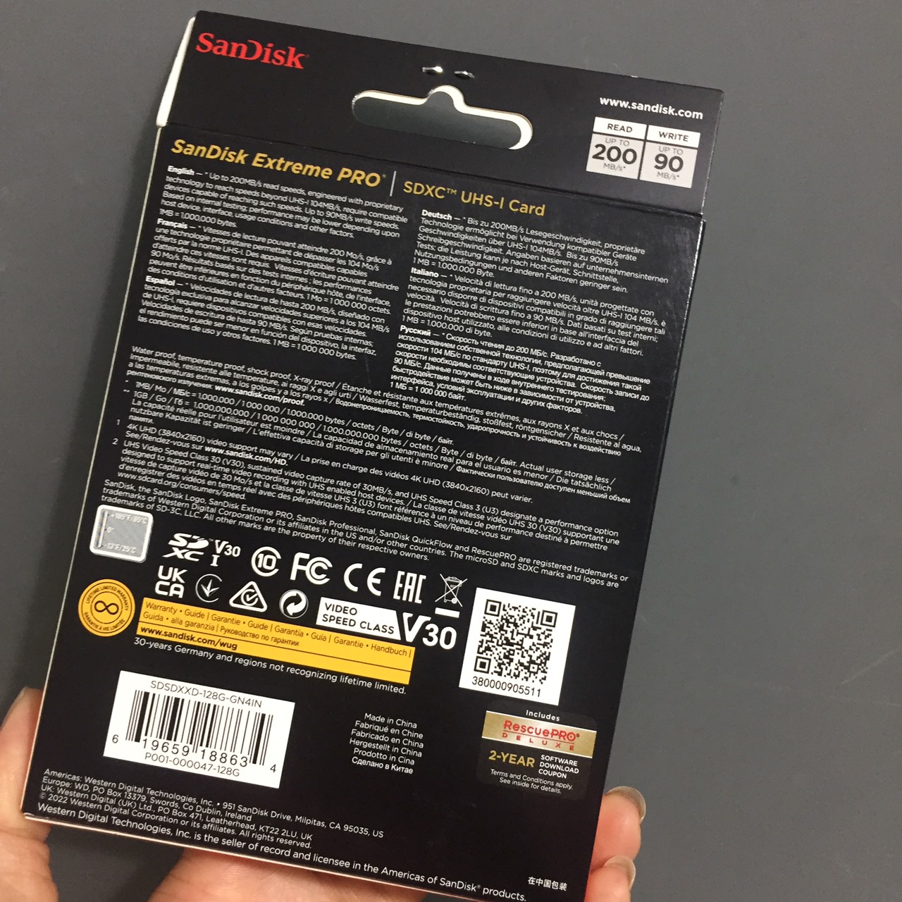 [ 32GB/ 64GB/ 128GB/ 256GB] Thẻ nhớ SD tốc độ 200MB/s Sandisk Extreme PRO (U3 - V30) SDSDXXY
