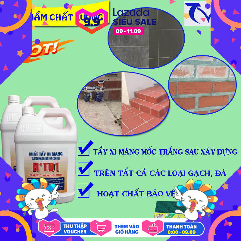Nước tẩy xi măng HT01 1.8 lit  (chất tẩy xi măng, tẩy gỉ sét trên gạch, tẩy cặn canxi trên gạch)