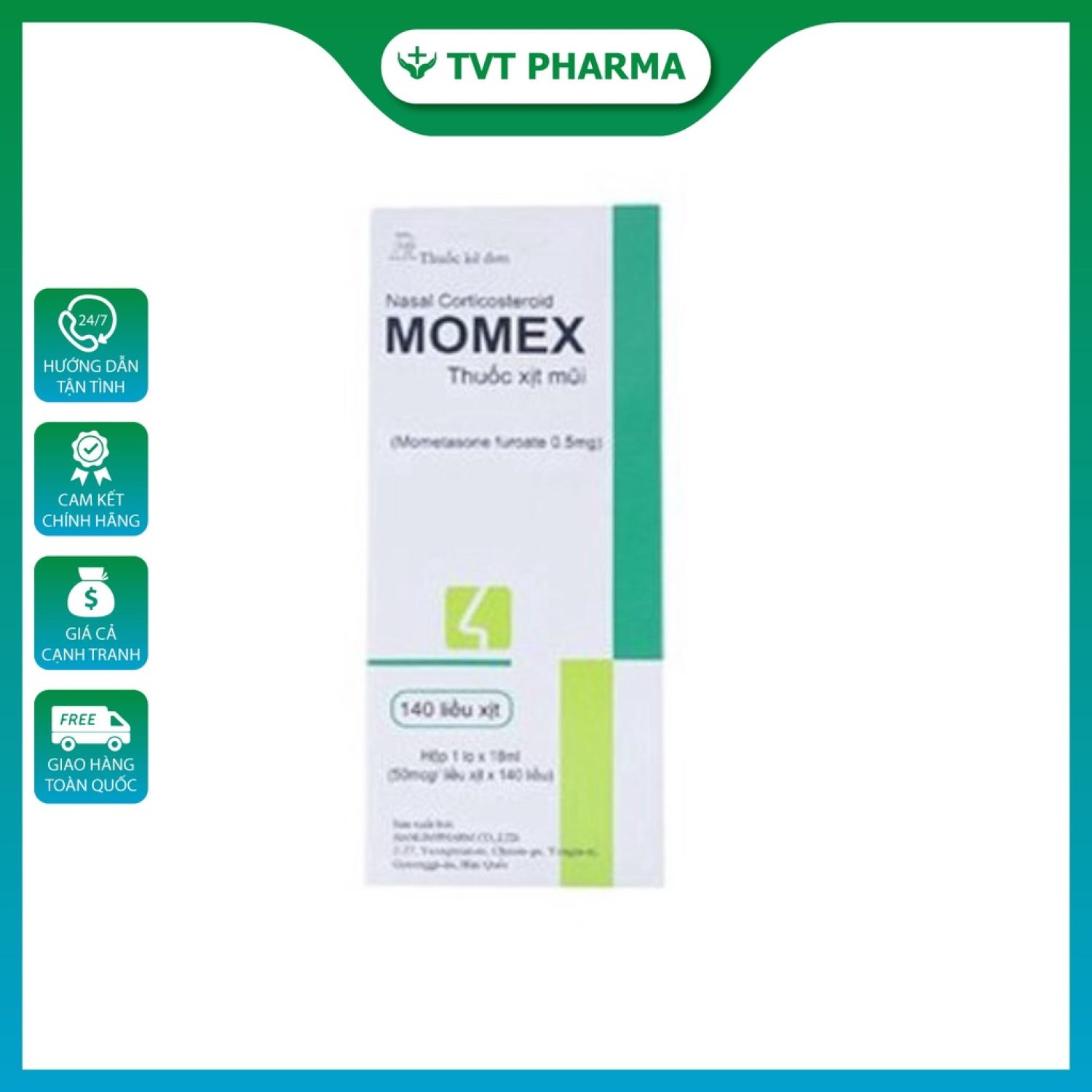 [ CHÍNH HÃNG ] Xịt Mũi Momex Nasal Spray Hanlim Ngăn Ngừa Viêm Mũi Dị Ứng ( 18ML )