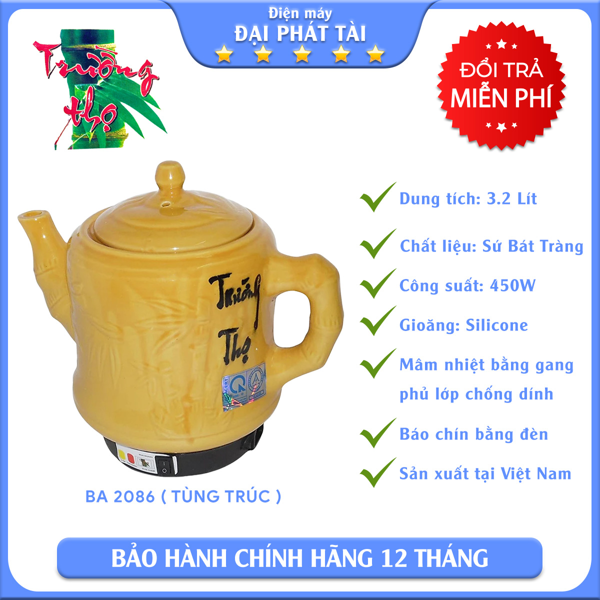 [HCM] CHỈ GIAO HỎA TỐC Siêu sắc thuốc tự động Trường thọ BA2086 (Kem)