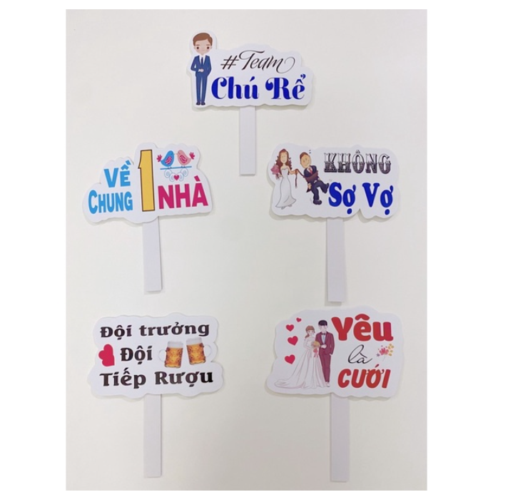 combo 5 hashtag check in đám cưới (có sẵn)