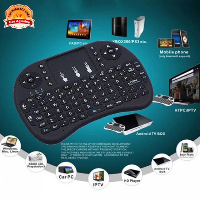 Bàn phím không dây mini keyboard kiên chuột cảm ứng đa năng wireless