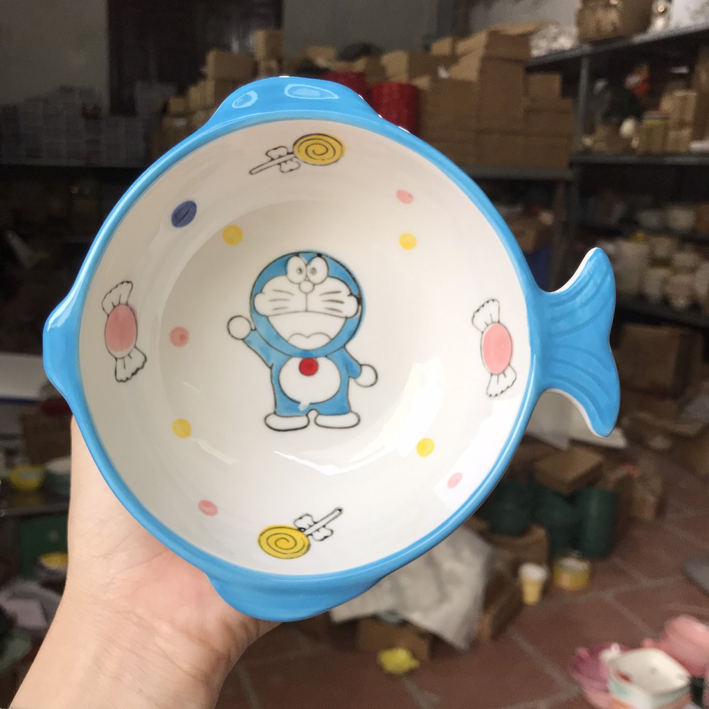 Bát Đựng Đồ Ăn Dặm Kiểu Nhật Gốm Sứ Hình Doremon Đáng Yêu