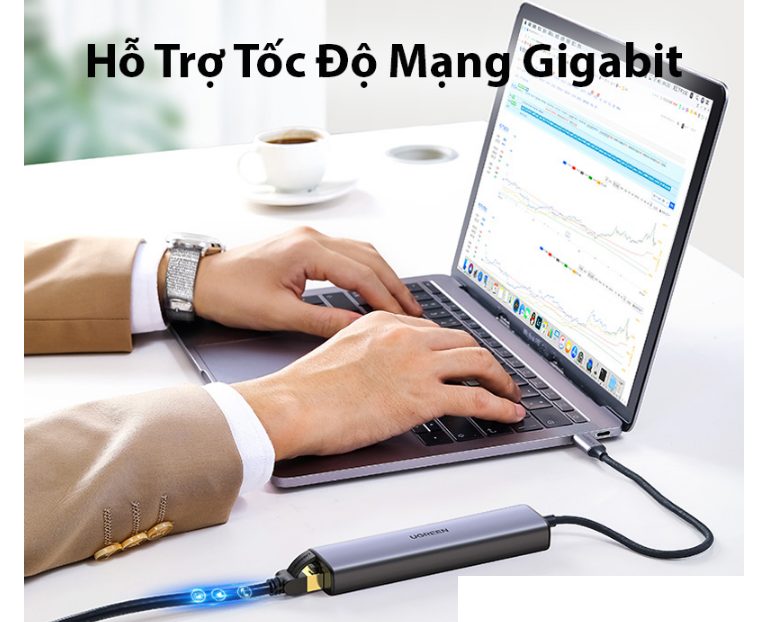 Bộ chia Hub USB Type C to LAN+ 3 Cổng USB 3.0 Ugreen 20932