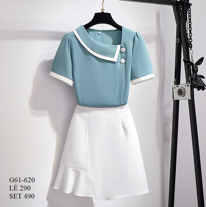 Set áo sơ mi kèm chân váy cao cấp