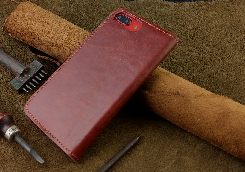 Bao Da Iphone 7 Plus 8 Plus Handmade Da Bò Thật