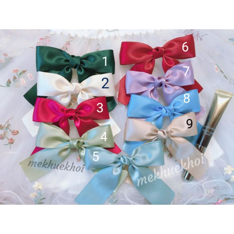 Kẹp / Buộc Tóc Nơ Lụa Satin Cao Cấp Đơn Giản- Nơ Buộc Tóc Cài Tóc Tiểu Thư- Phụ Kiện Tóc Nữ