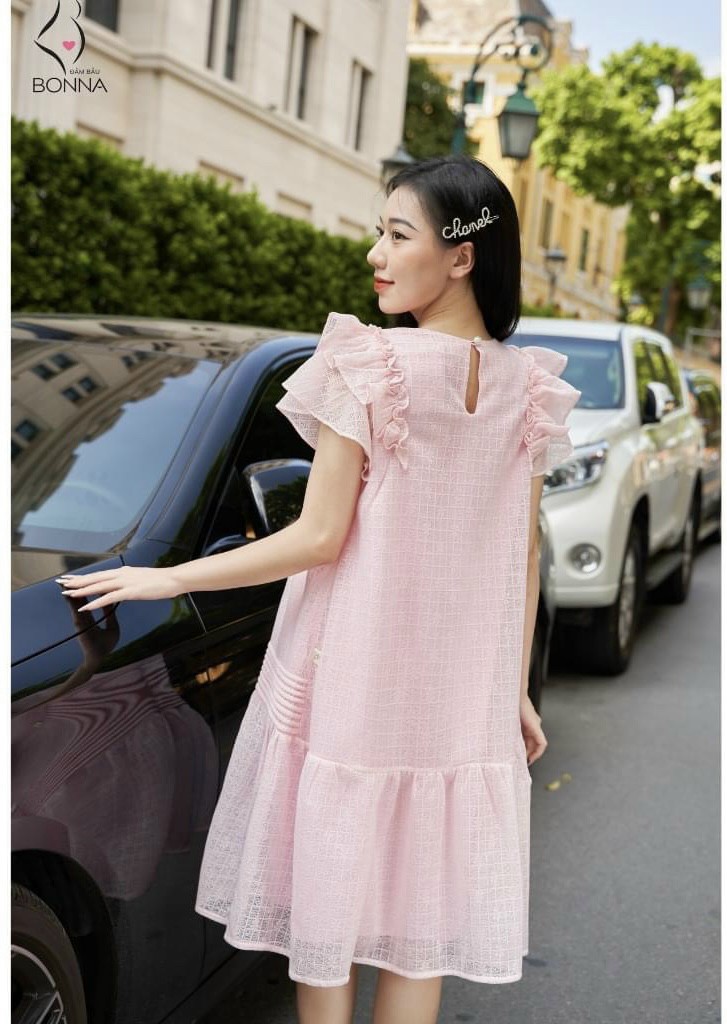 Váy bầu- đầm bầu suông a  bánh bèo cổ điệu đà cho bầu- mẫu mới