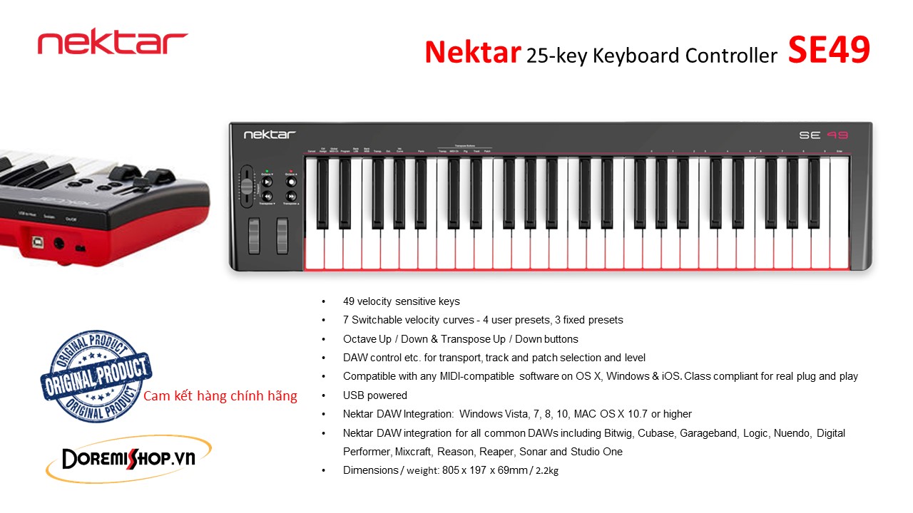[HCM]Bàn phím nhạc điện tử Nektar midi keyboard SE49
